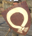 Henry wielding the Shield decorated