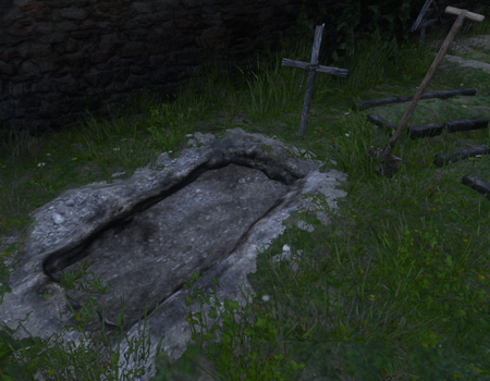 The grave with the burial shroud